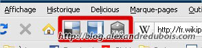 Boutons de l'extension Firefox du service "Del.icio.us"