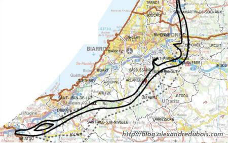 Carte du tracé du couloir de 1000 mètres ou passera la LGV