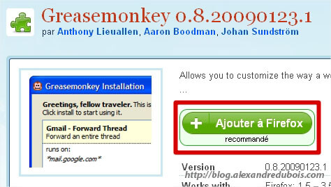 Ajouter l'extension Greasemonkey à Firefox
